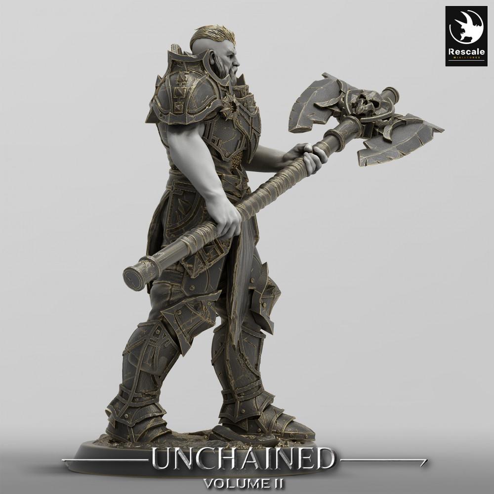 Produktfoto Tabletop 28mm Lord of the Print (LotP) 0: Tabletop Miniatur: Dunkler Ritter Warlord mit Zweihand-Kriegshammer, schwer gerüsteter Kommandant und Frontkämpfer (24_05_F10)