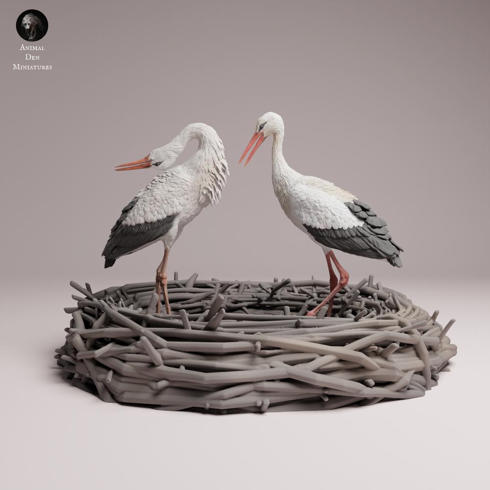 Produktfoto Tabletop 28mm Lord of the Print (LotP) 3: Vogel Tierfigur: Weissstorch - balzend (26_07_09)