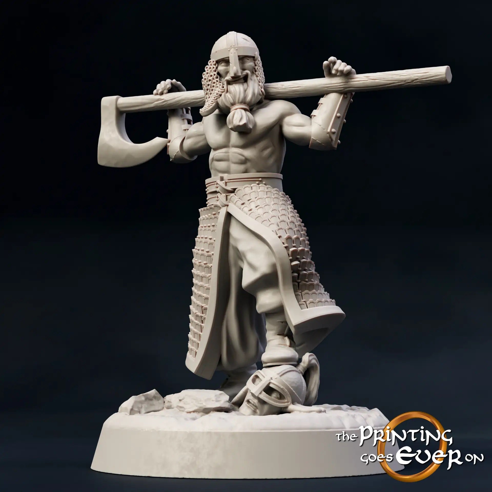 Produktfoto Tabletop 28mm The Printing Goes Ever On (TPGEO)  0: Bewaffnete Wildlinge: Trupp Krieger mit Axt, Speer und Schild - Plünderer