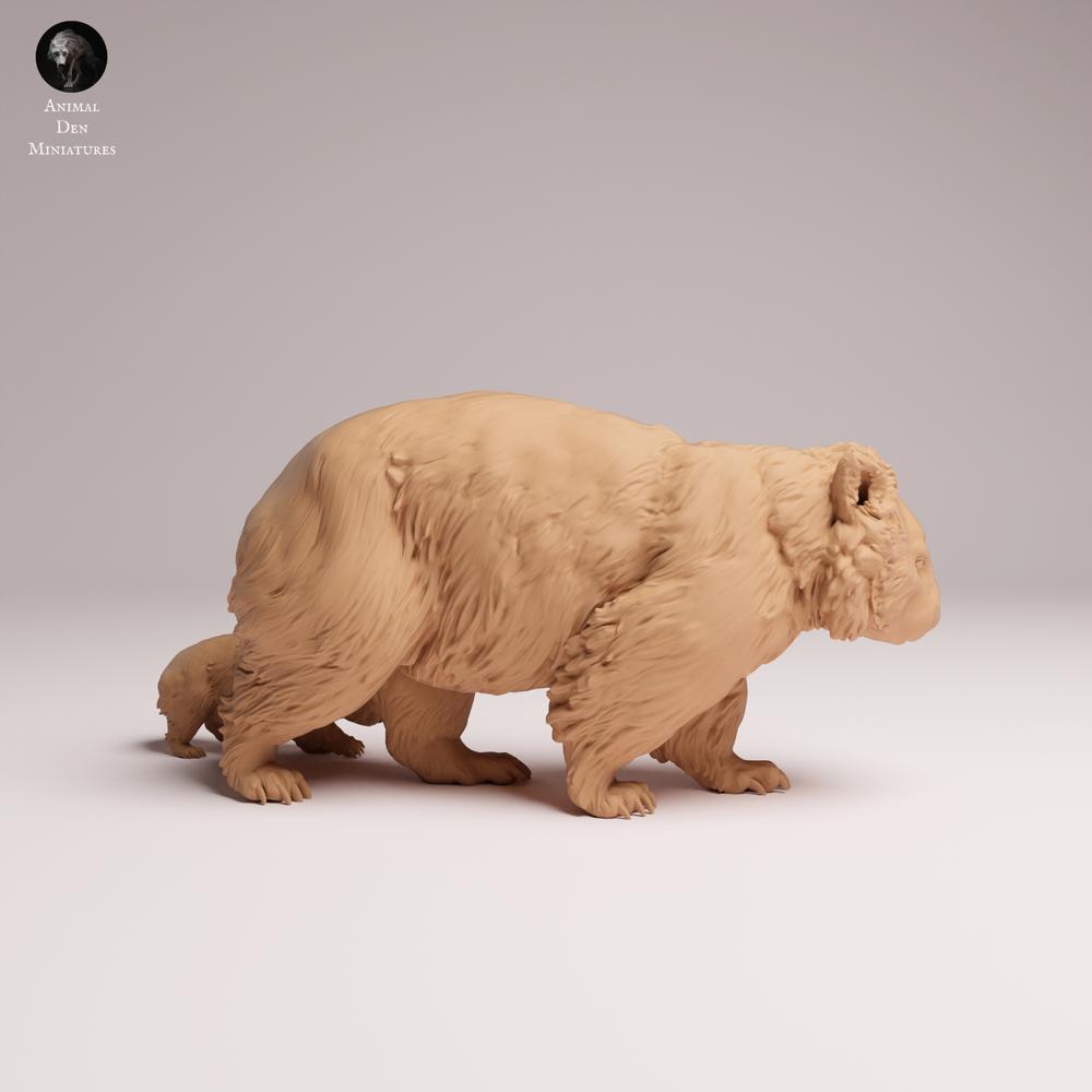 Produktfoto Tabletop 28mm Lord of the Print (LotP) 0: Wildtier Tierfigur: Nacktnasenwombat mit Jungtier (26_05_02)