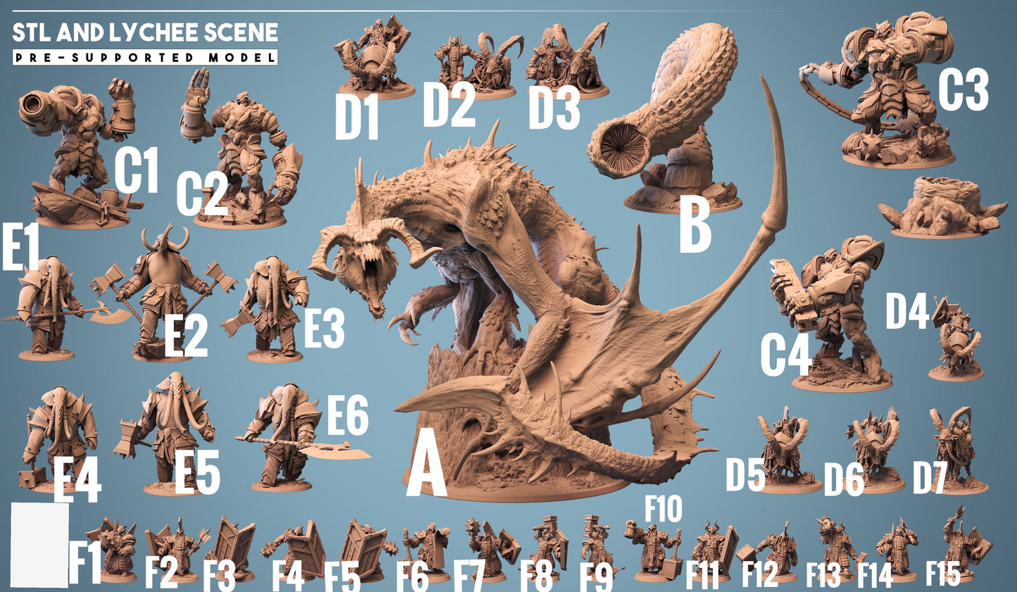 Gigantischer Wurm - Monster aus der Unterwelt - Unterirdischer Bewohner des Berges (B)