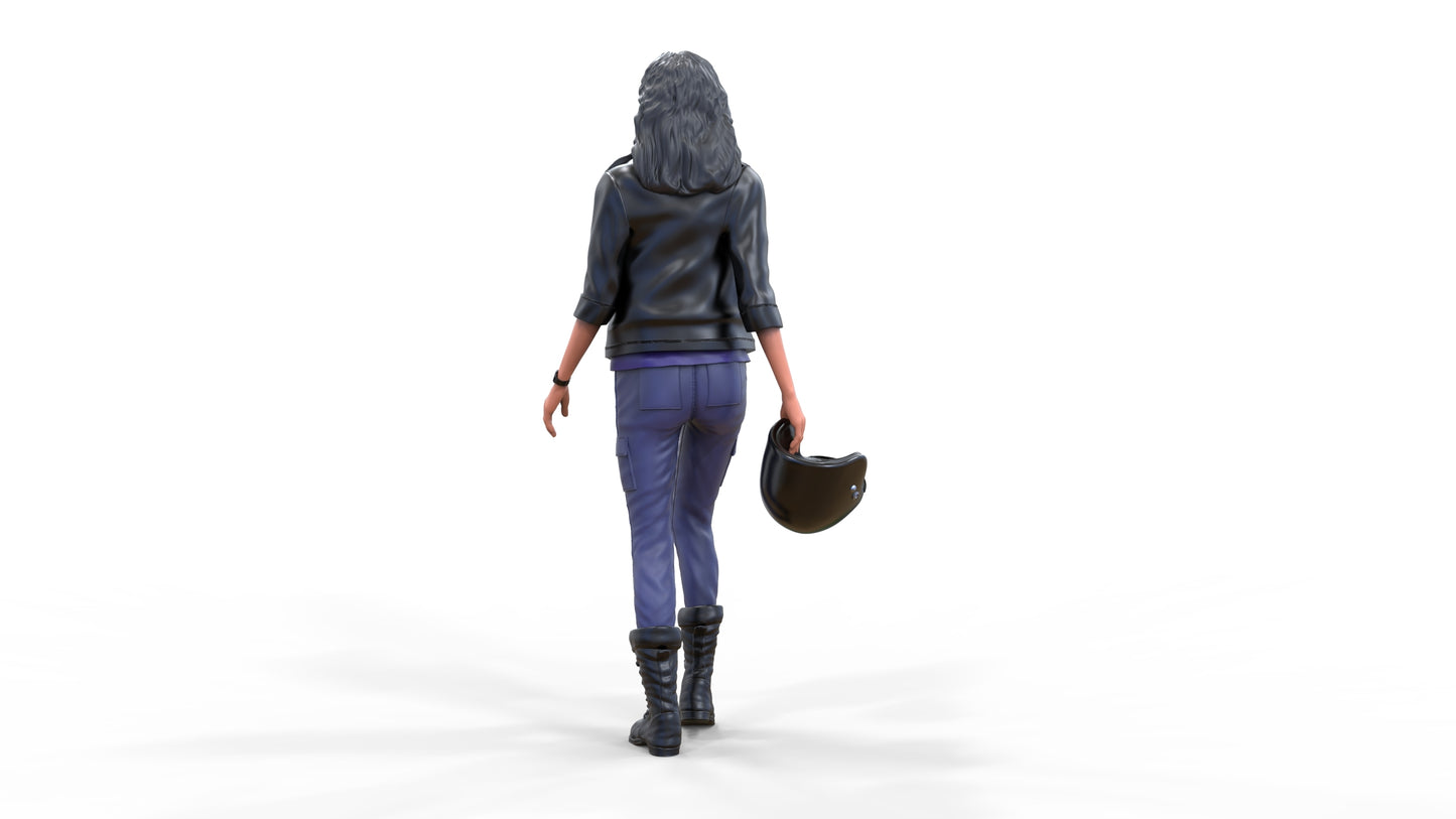 Produktfoto Diorama und Modellbau Miniatur Figur: Raser 5 - Rennfahrerin mit Helm und Lederjacke