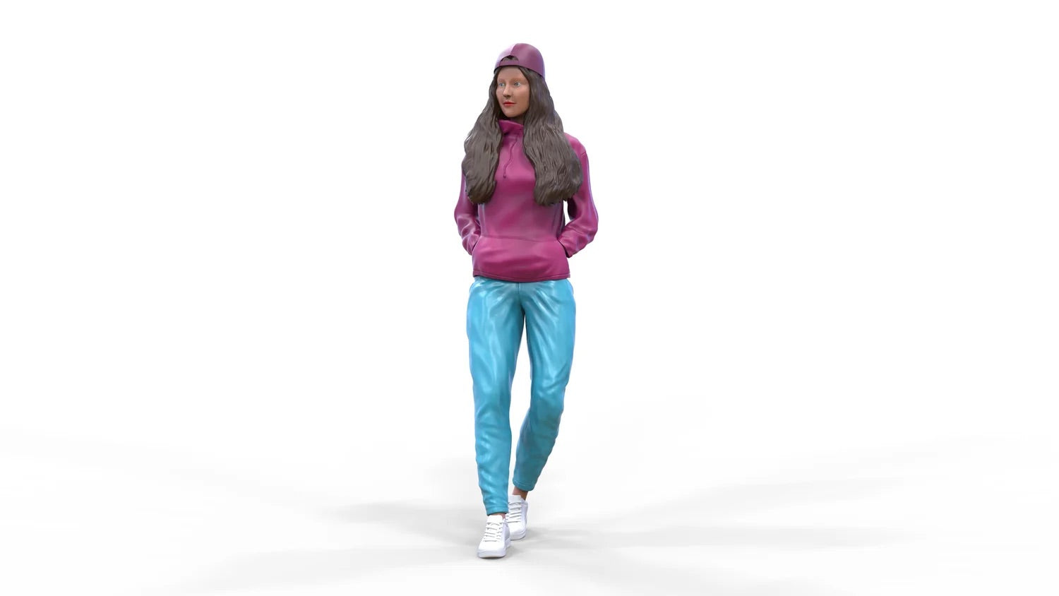 Produktfoto Diorama und Modellbau Miniatur Figur: Frau mit Hoodie | Hip Hopperin