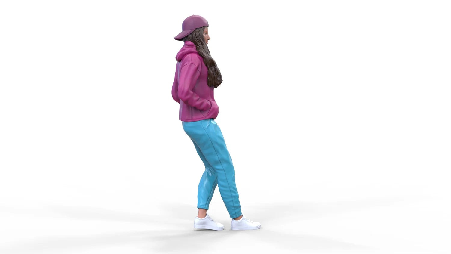 Produktfoto Diorama und Modellbau Miniatur Figur: Frau mit Hoodie | Hip Hopperin